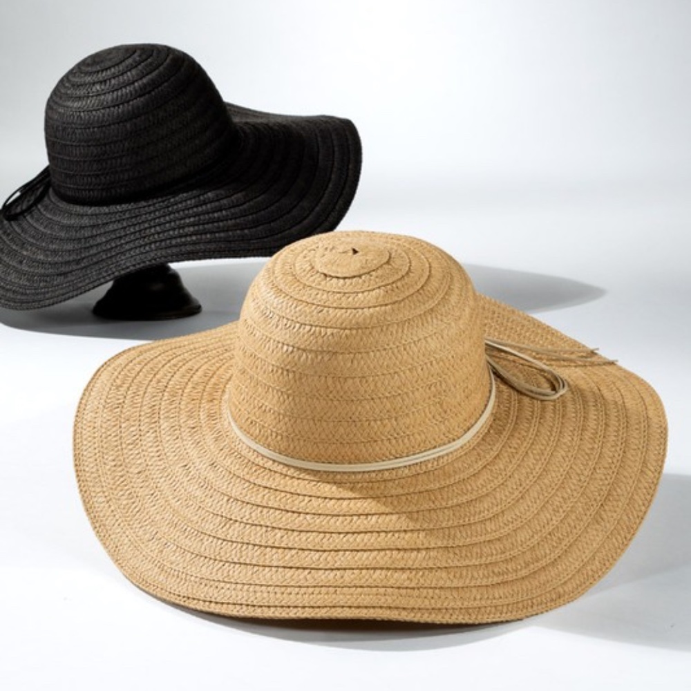 SOLD OUT Natural Wide Brim Sun Beach Vacation Woven Floppy Hat - Picture 4 of 6